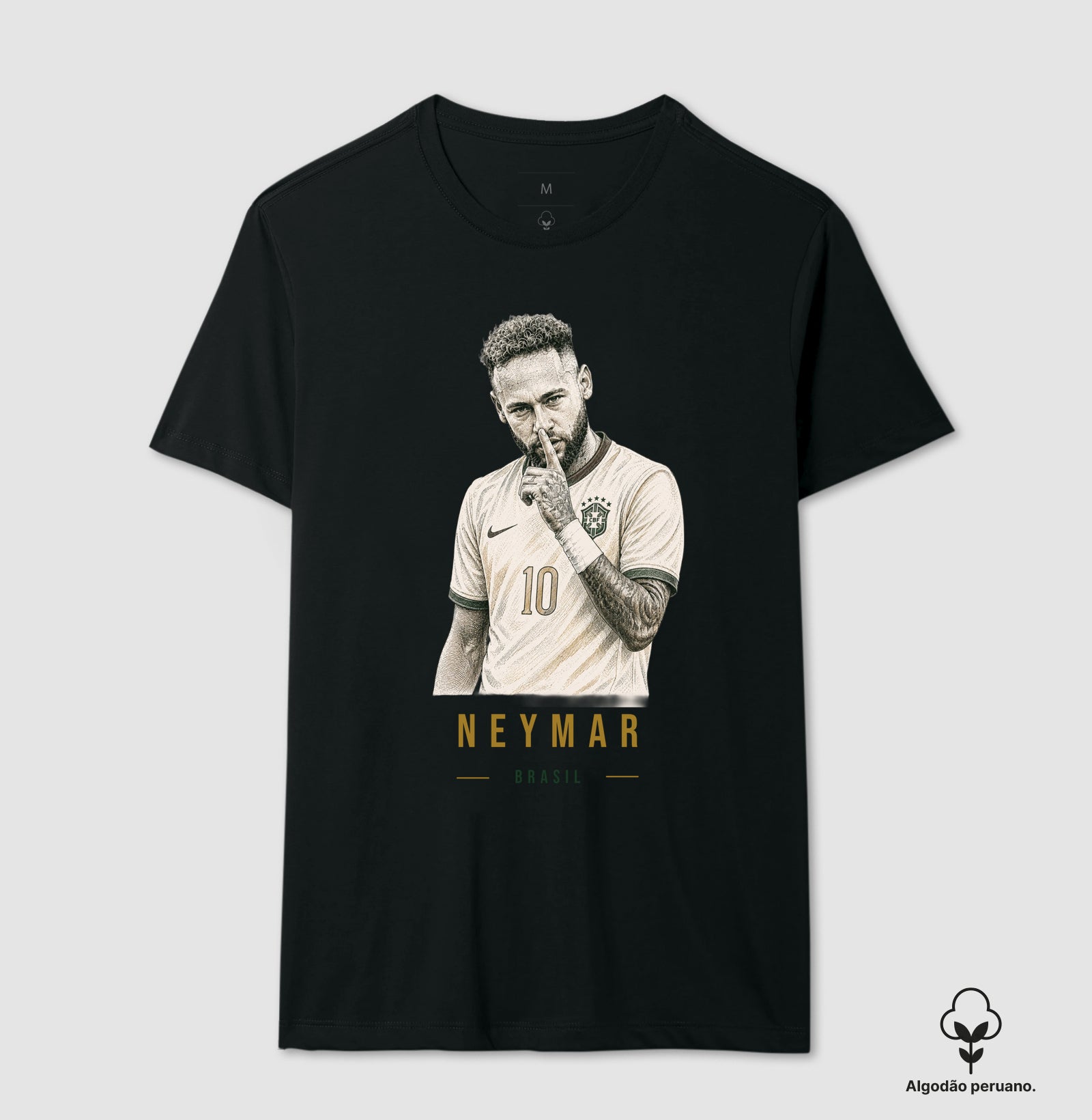 Camiseta Algodão Peruano Neymar Jr. - Shhh Legend Gold