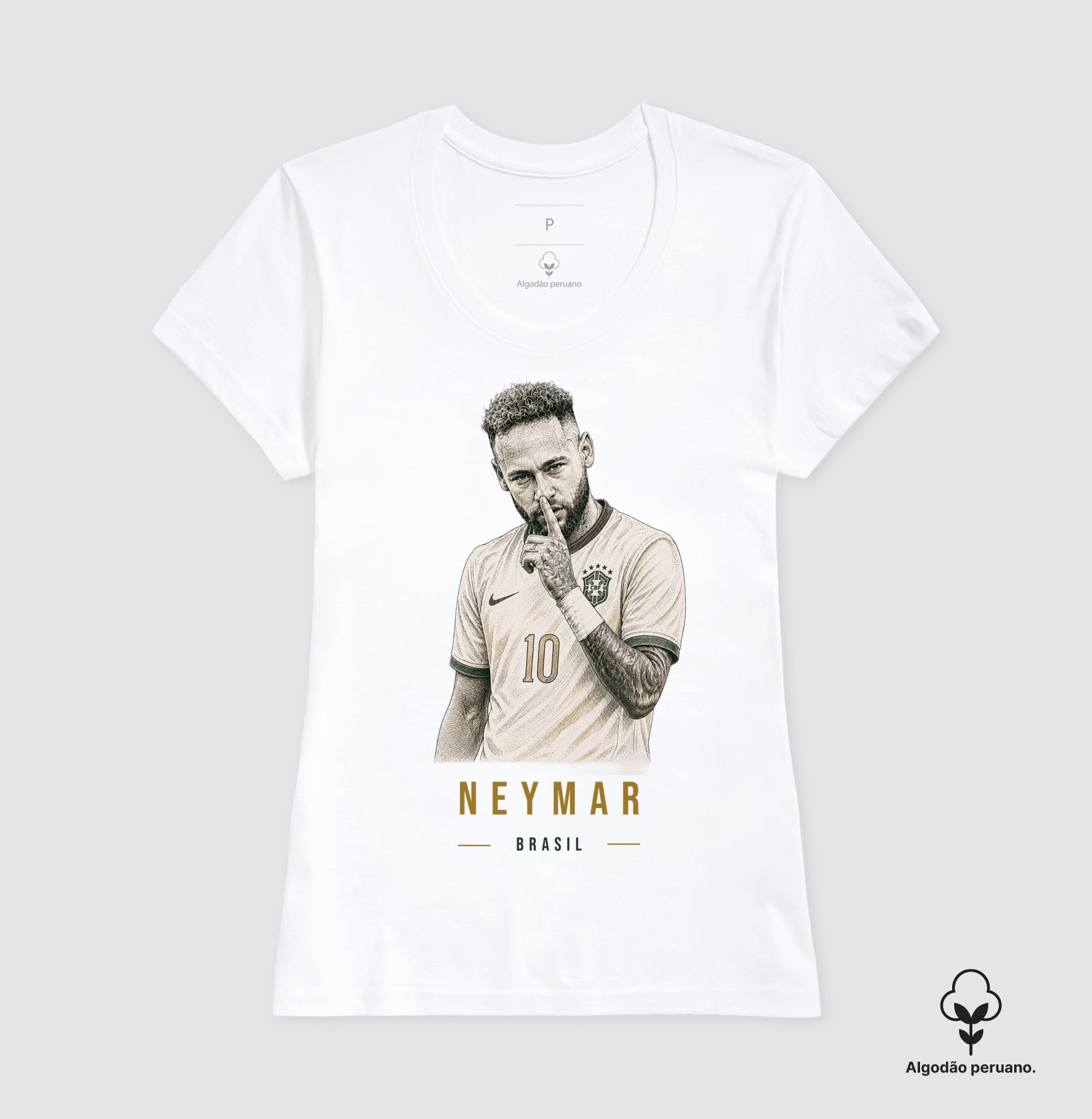Camiseta Algodão Peruano Neymar Jr. - Shhh Legend Gold