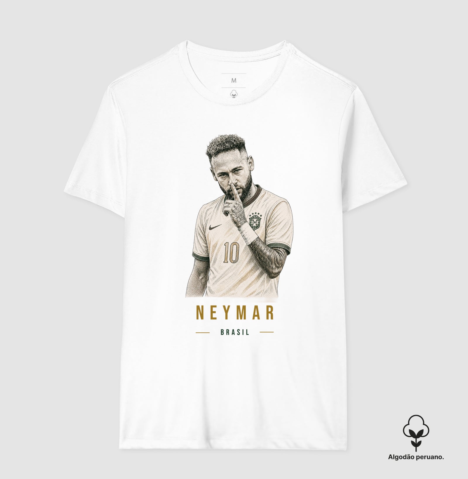 Camiseta Algodão Peruano Neymar Jr. - Shhh Legend Gold