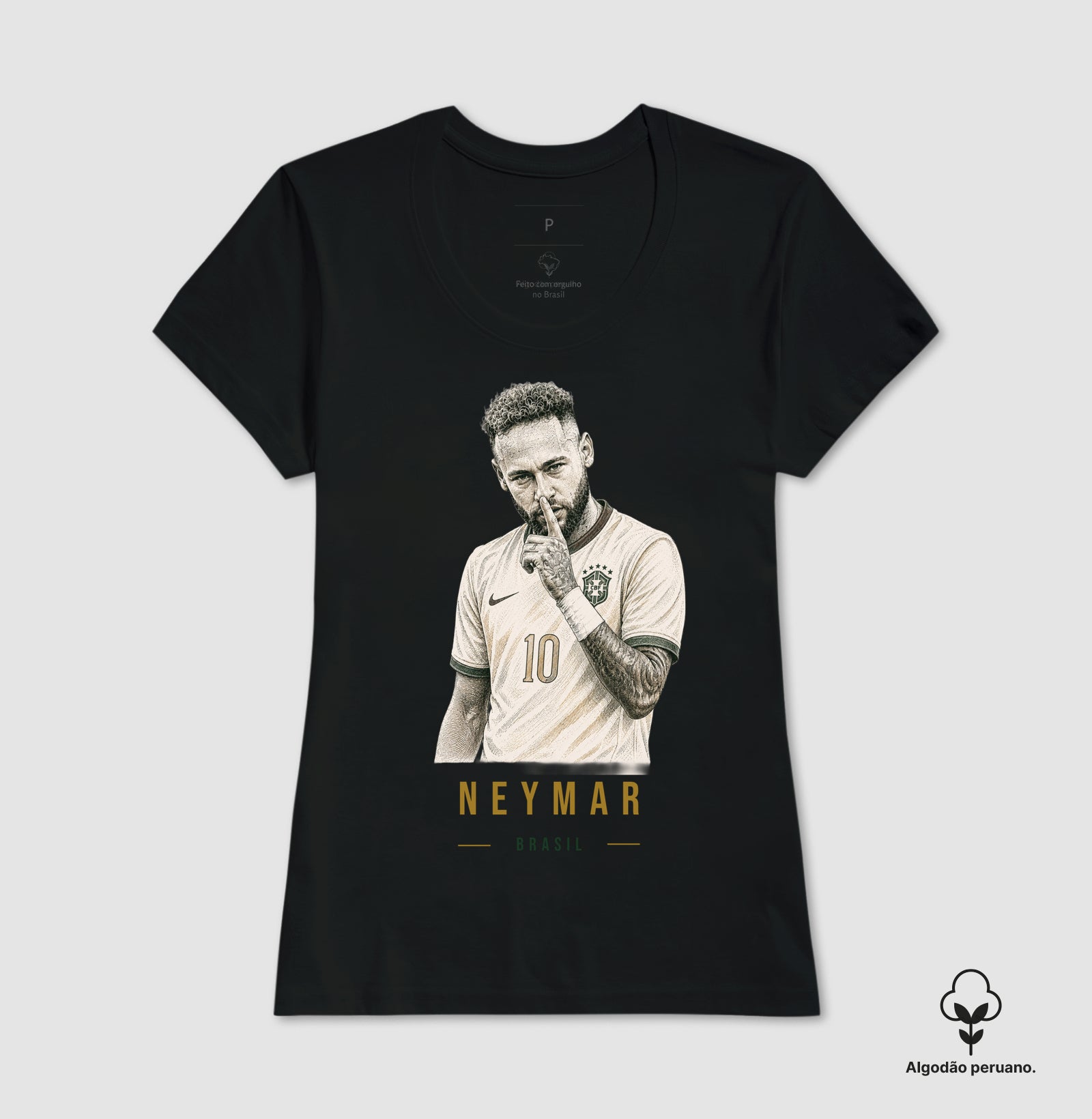 Camiseta Algodão Peruano Neymar Jr. - Shhh Legend Gold